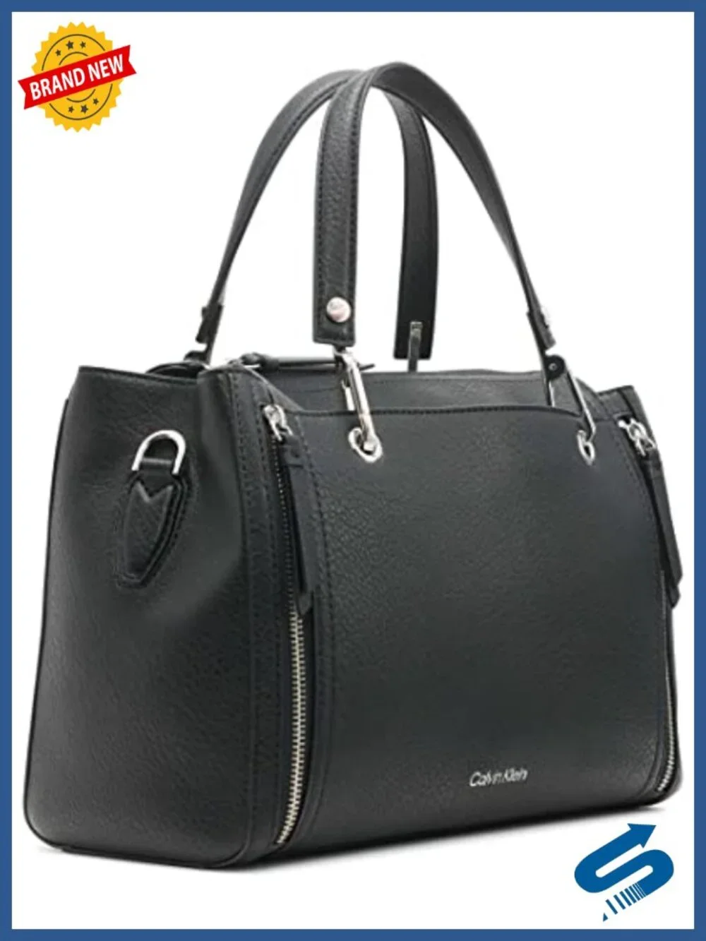 Vegan Leather Satchel with Multiple Pockets and Adjustable Crossbody Strap